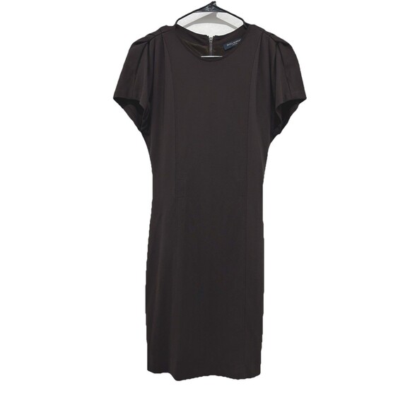 Piazza Sempione Italian Luxury Womens Sheath Dress Brown Stretch Career Timeless - Picture 1 of 11